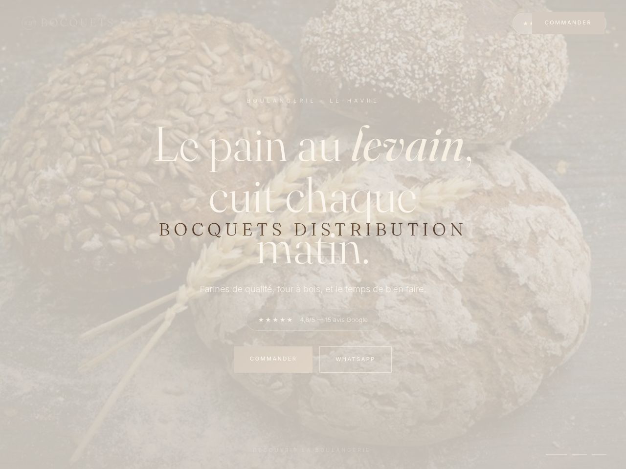 Site vitrine de Bocquets Distribution — Boulangerie · Le Havre