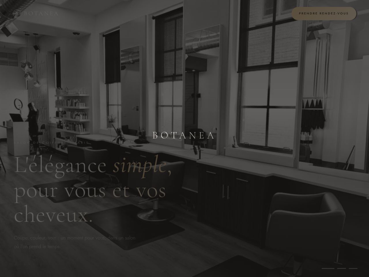 Site vitrine du salon de coiffure Botanea à Paris, réalisé par Vitrine Express