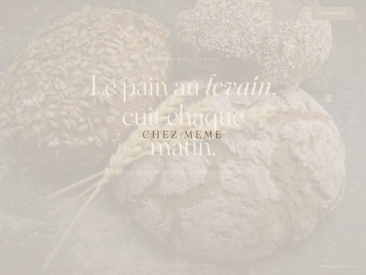 Site vitrine de la boulangerie Chez Mémé à Nantes, réalisé par Vitrine Express