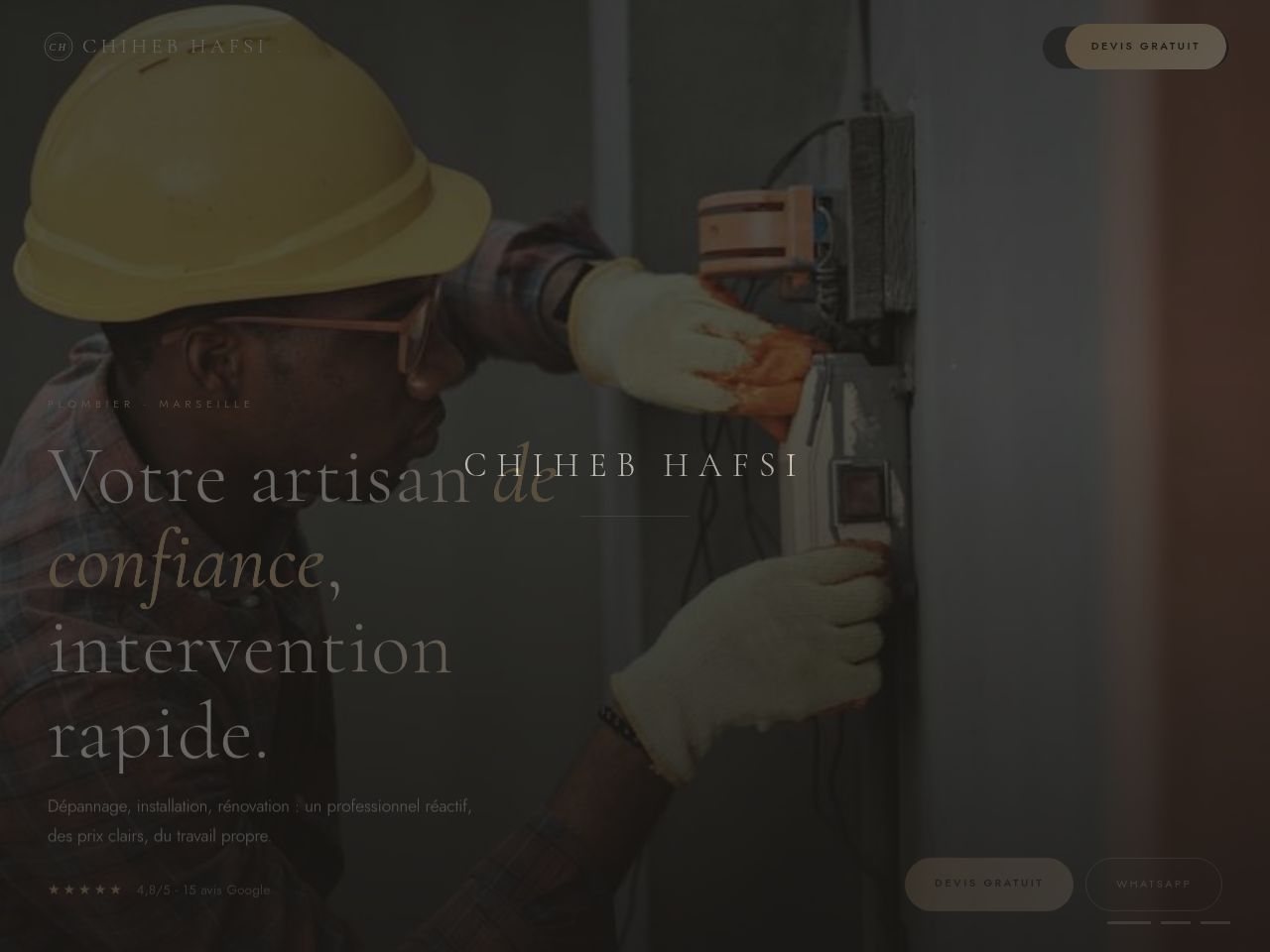 Site vitrine du plombier Chiheb Hafsi à Marseille, réalisé par Vitrine Express