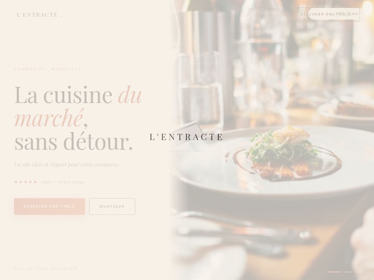 Site vitrine de L'Entracte — Restaurant · Lyon