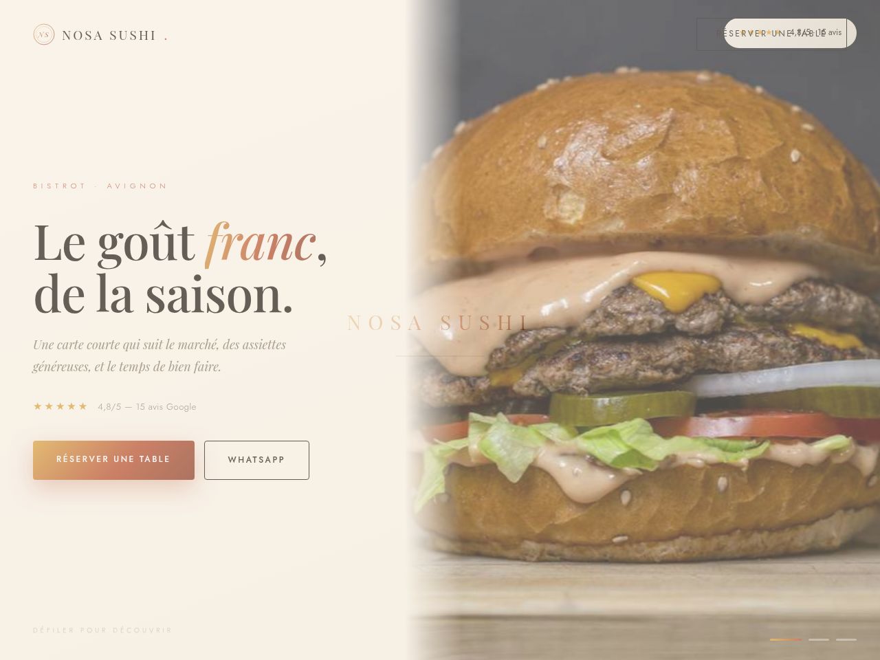 Site vitrine de Nosa Sushi — Bistrot japonais · Avignon